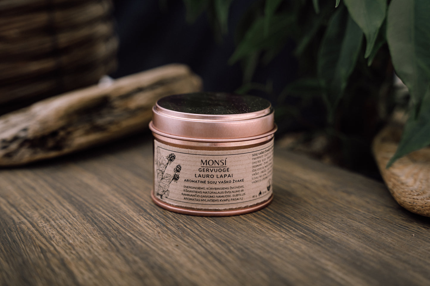 Aromatinė sojų vaško žvakė Gervuogė - lauro lapas