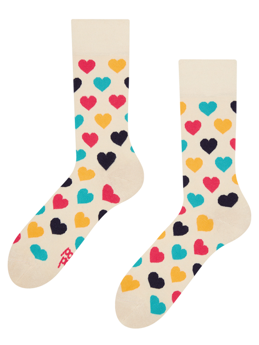 Linksmos kojinės "Spalvotos širdelės"